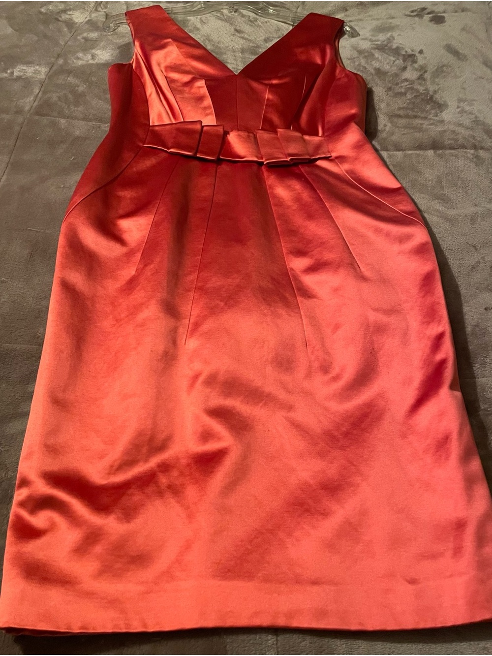 Versace Orange Silk V-Neck Midi Dress with Waist Bow Detail